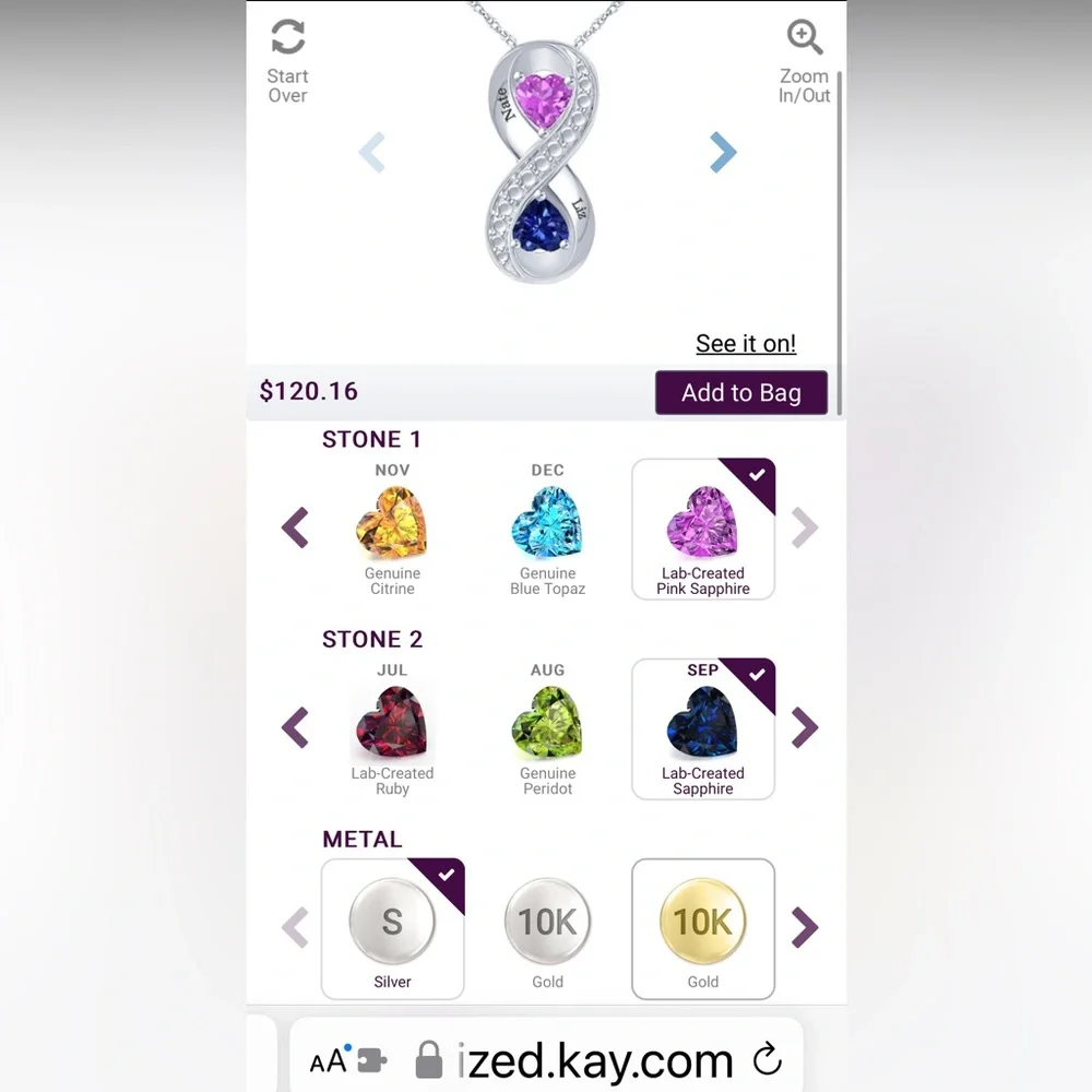 Infinity couples birthstone necklace - Picture 8 of 9